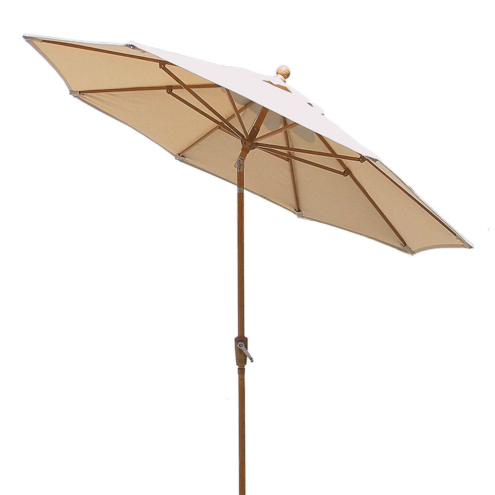 Market Style Outdoor Umbrella 9 Foot, Faux Wood Aluminum with Tilt